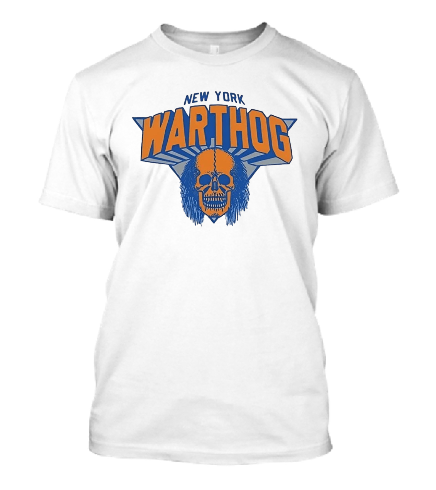 New York Warthog Skull Graphic Blue Orange T-Shirt