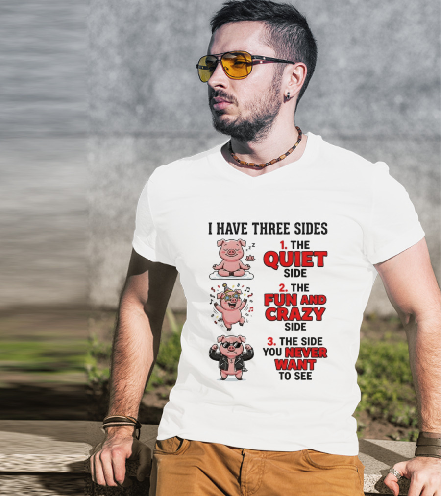 Pig I Have Three Sides Quiet Fun Crazy Never Want To See T-Shirt