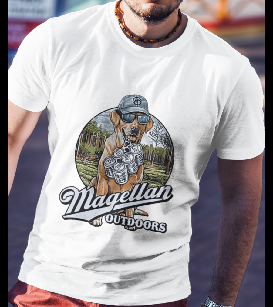 Magellan Outdoors Labrador Retriever With Six Pack In Forest Scene T-Shirt