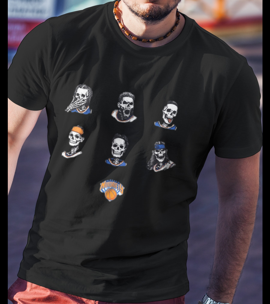 Death Before Defeat New York Knicks Skeleton Notoriety NBA 2026 T-Shirt