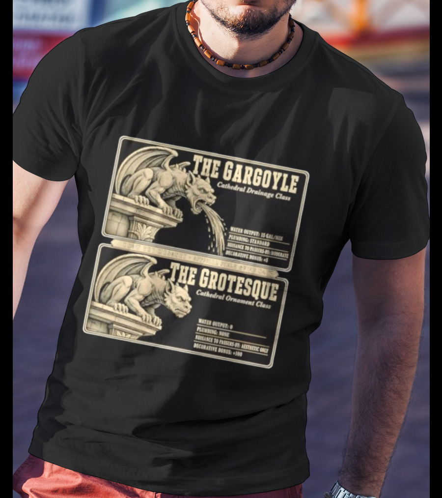 The Gargoyle And Grotesque Cathedral Drainage Ornament Guide Know Thy Masonry Stone Statue T-Shirt