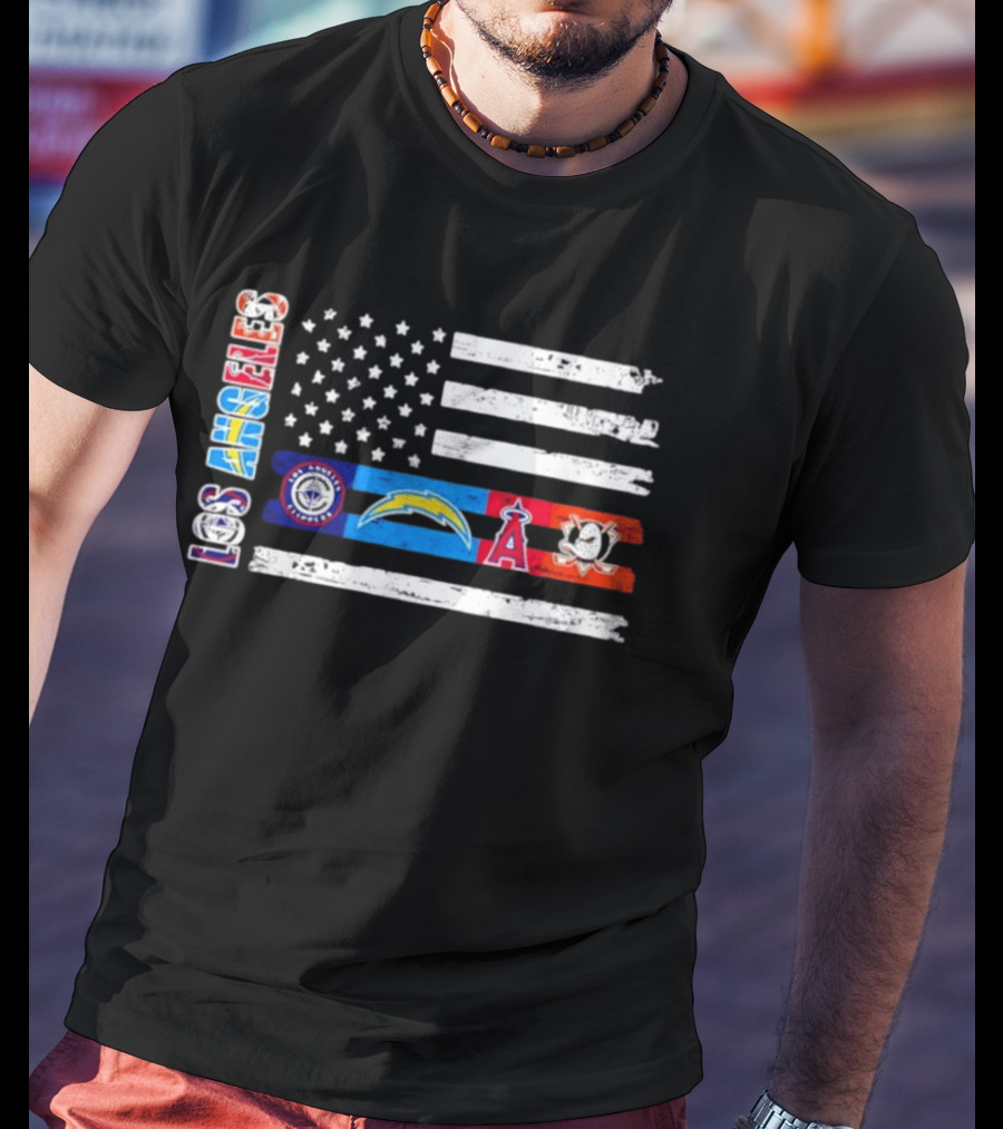 Los Angeles Clippers Chargers Angels Ducks USA Flag Independence Day T-Shirt