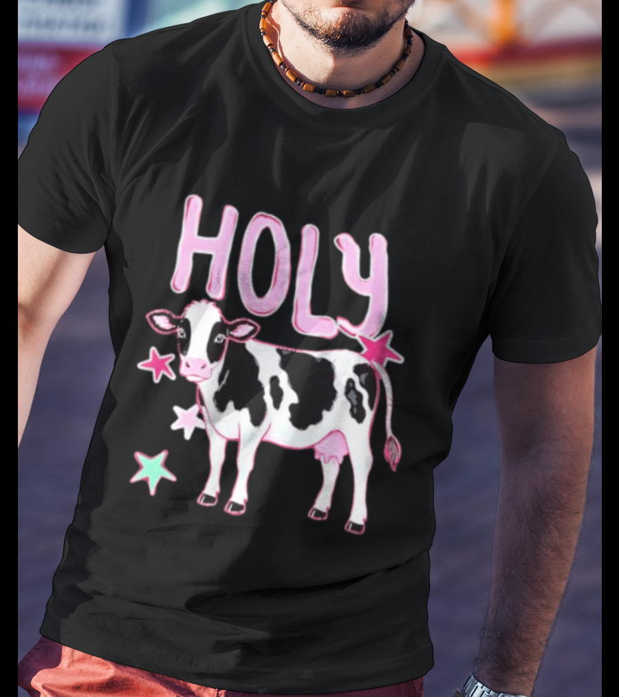 Holy Cow Pink Stars Farm Animal Lovers T-Shirt