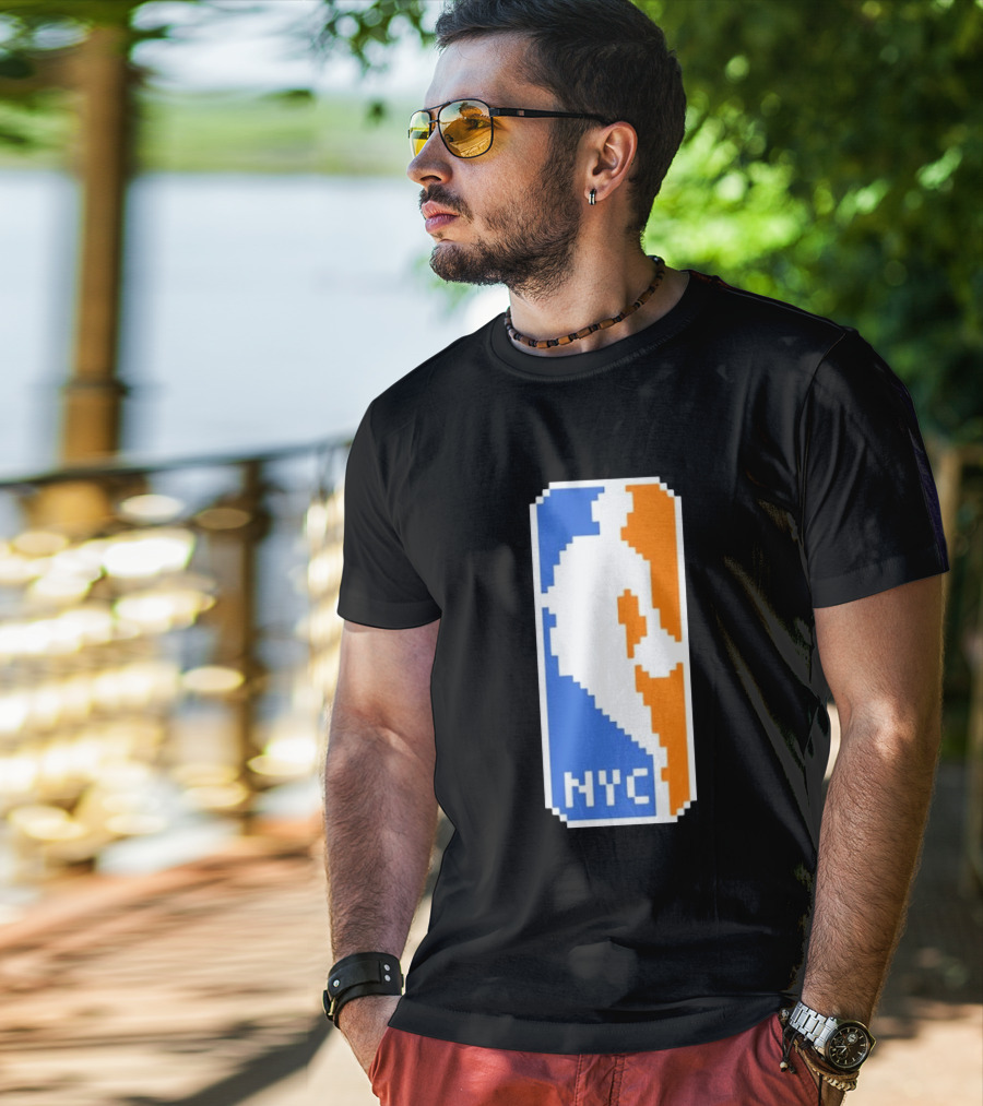NYC NBA Pixel Logo Basketball T-Shirt