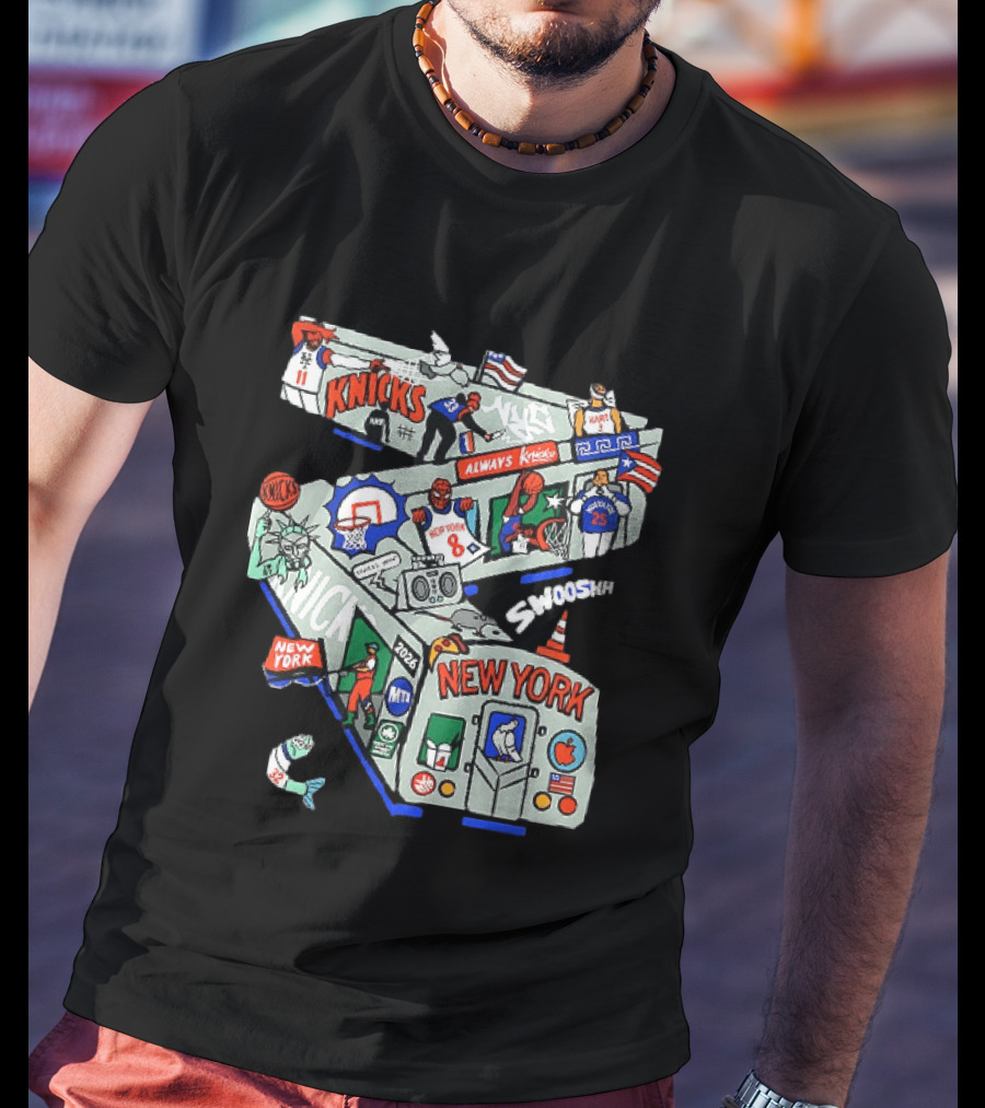 Knicks New York 2026 Jalen Brunson Josh Hart Spider Man Always Knicks Swooshh T-Shirt