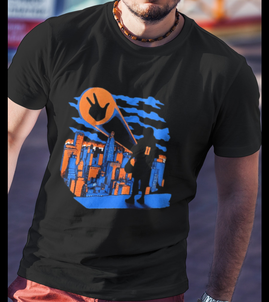 Jalen Brunson Three Points New York City Knicks NBA Basketball Player Skyline T-Shirt