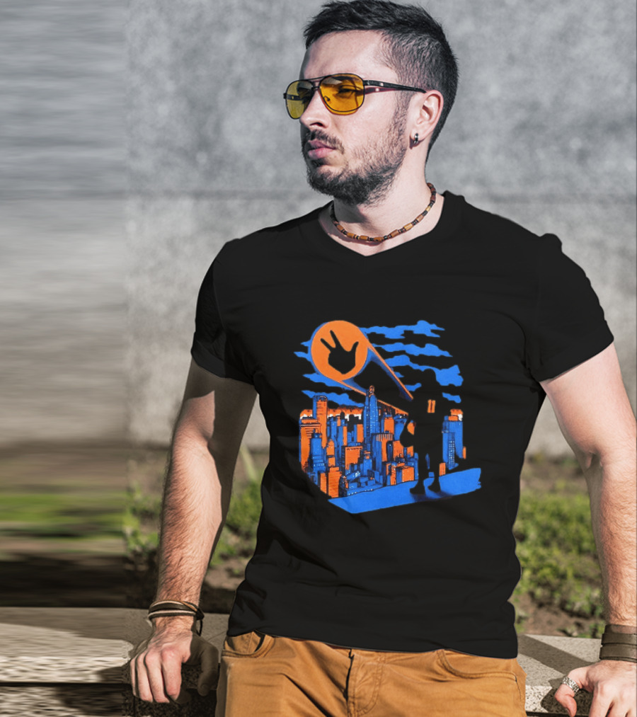 Jalen Brunson Three Points New York City Knicks NBA Basketball Player Skyline T-Shirt