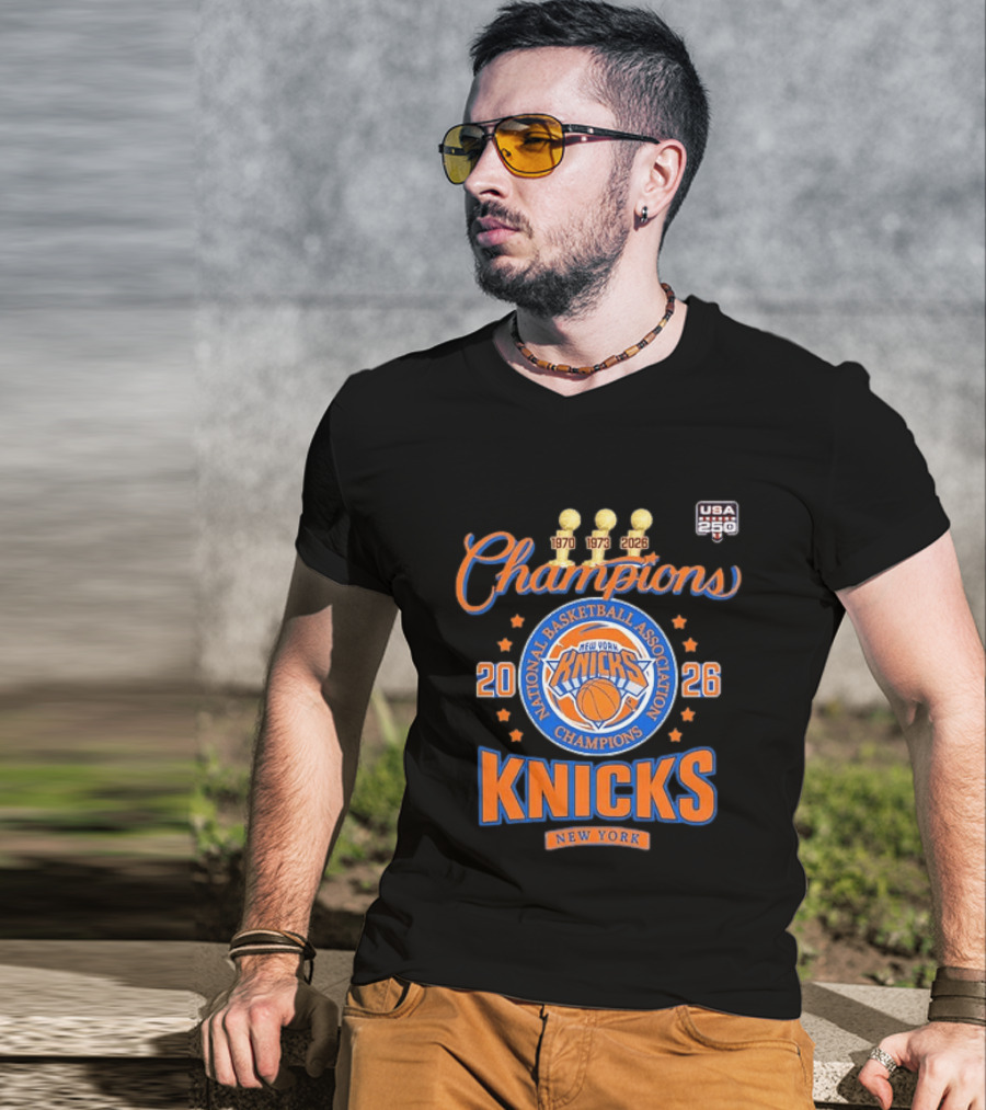 New York Knicks NBA Champions 1970 1973 2026 Trophies USA 250 T-Shirt