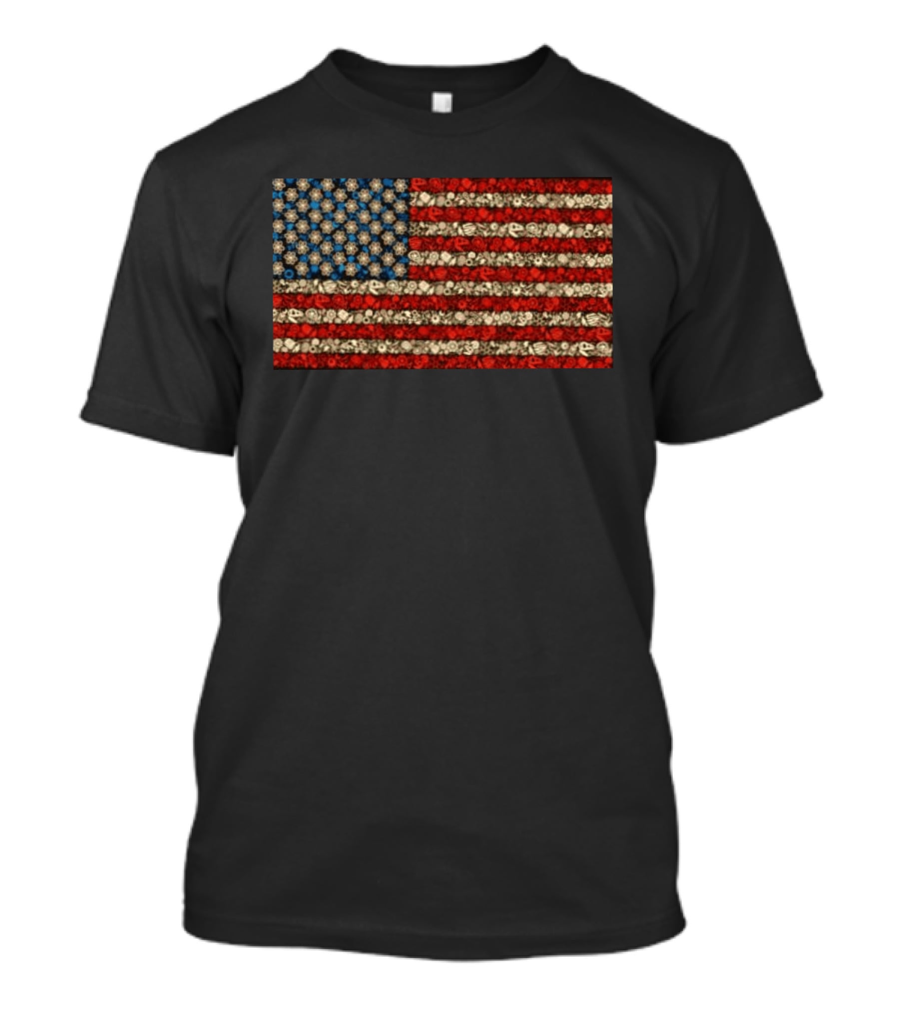 Science And Math American Flag With Molecular Structures And Atom T-Shirt