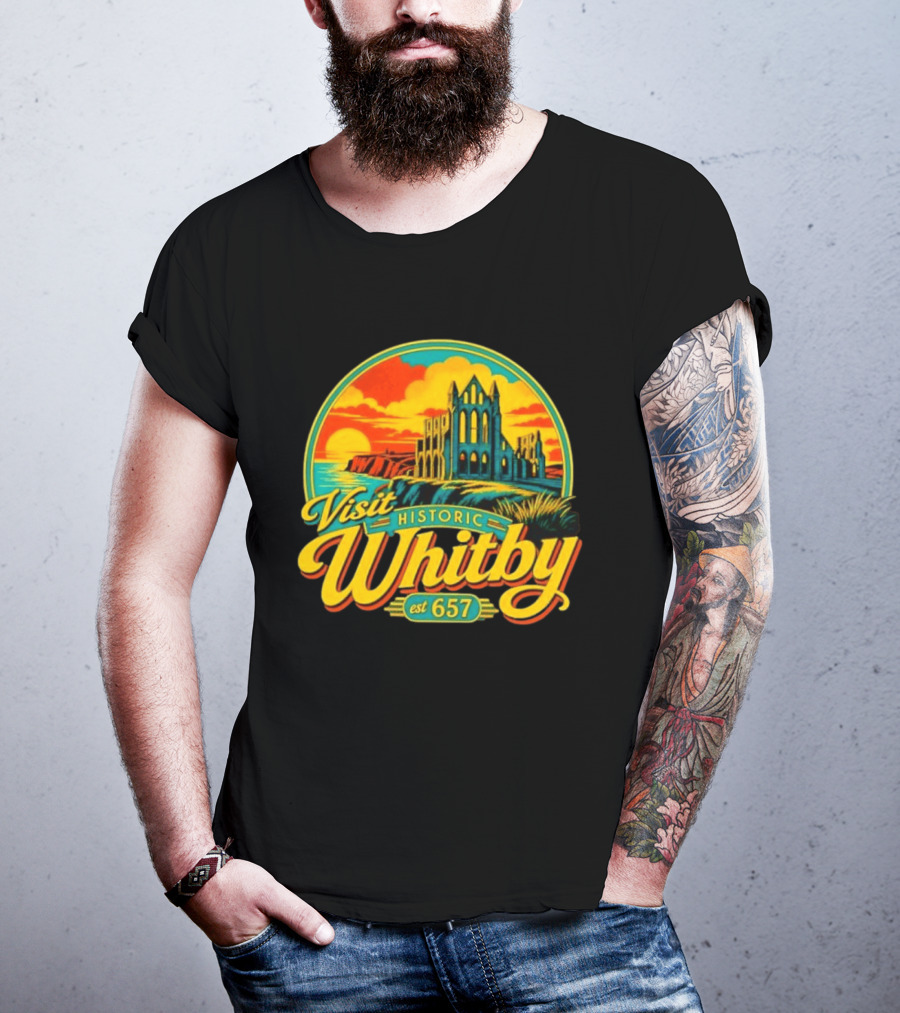 Visit Historic Whitby Abbey North Yorkshire England Est 657 T-Shirt
