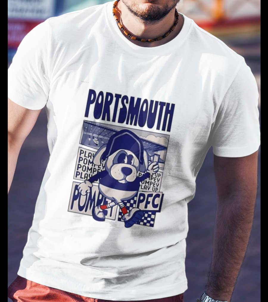 Portsmouth Football Club Play Up Pompey PFC Stadium Cartoon T-Shirt