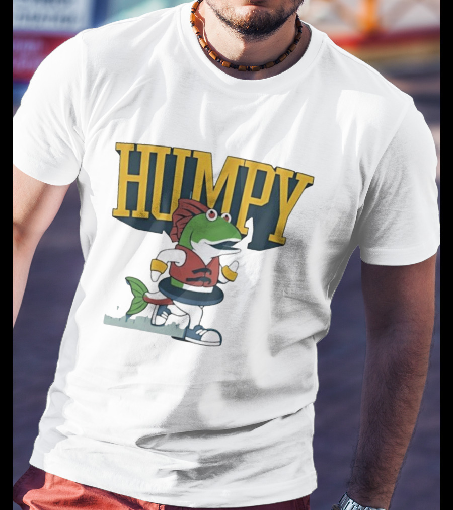 Humpy Running Fish With Life Vest Tube Humor T-Shirt