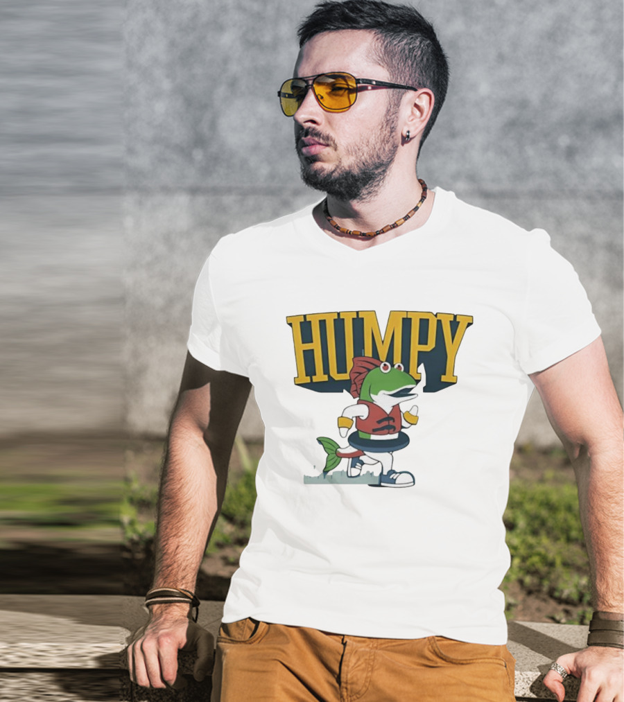 Humpy Running Fish With Life Vest Tube Humor T-Shirt