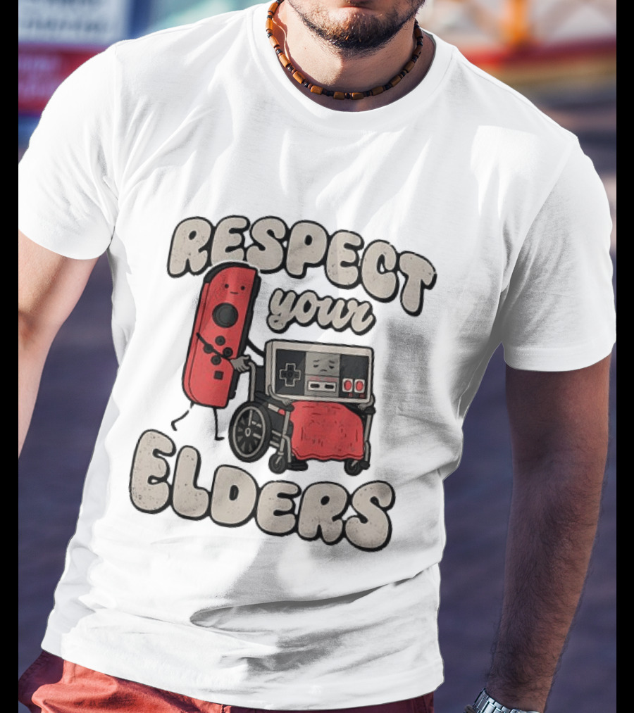 Respect Your Elders NES Controller Switch Gamer Humor T-Shirt