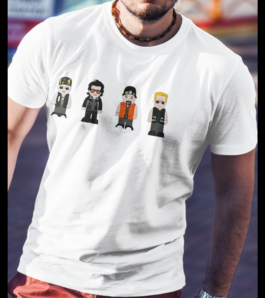 U2 Band Cartoon I Want To Run I Want To Hide I Wanna Tear Down The Walls Characters T-Shirt