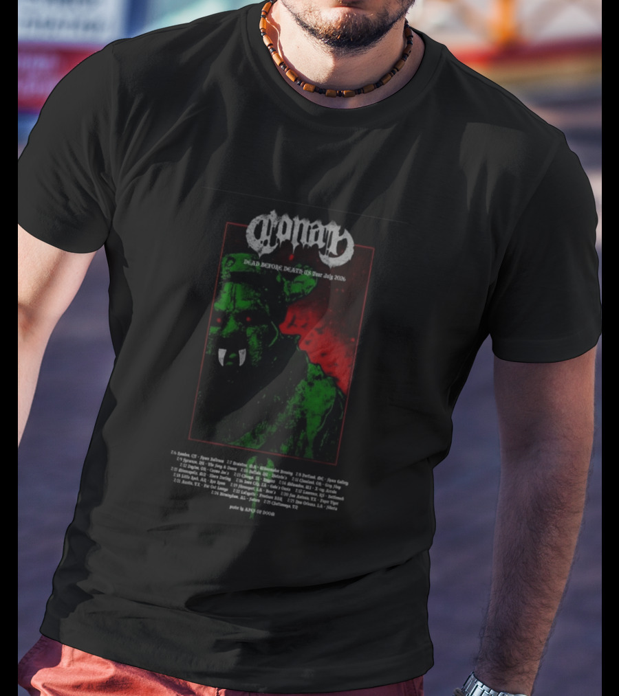 Conan Dead Before Death US Tour July 2026 Monster Art By King Of Doom T-Shirt