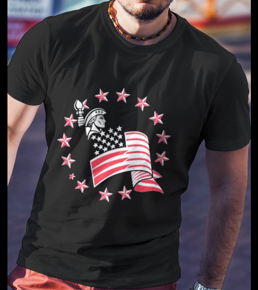 Patriotic Lady Liberty American Flag Stars USA Pride T-Shirt