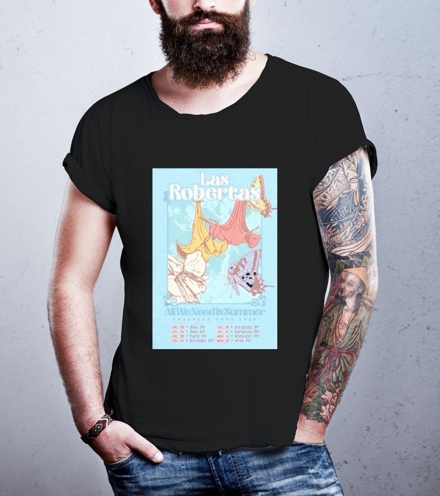 Las Robertas All We Need Is Summer European Tour 2026 Butterfly Floral T-Shirt