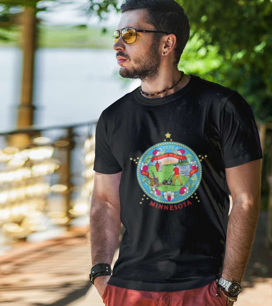 Minnesota Seal L'Etoile Du Nord 1858 1819 1893 Humorous Lawn Care Satire T-Shirt