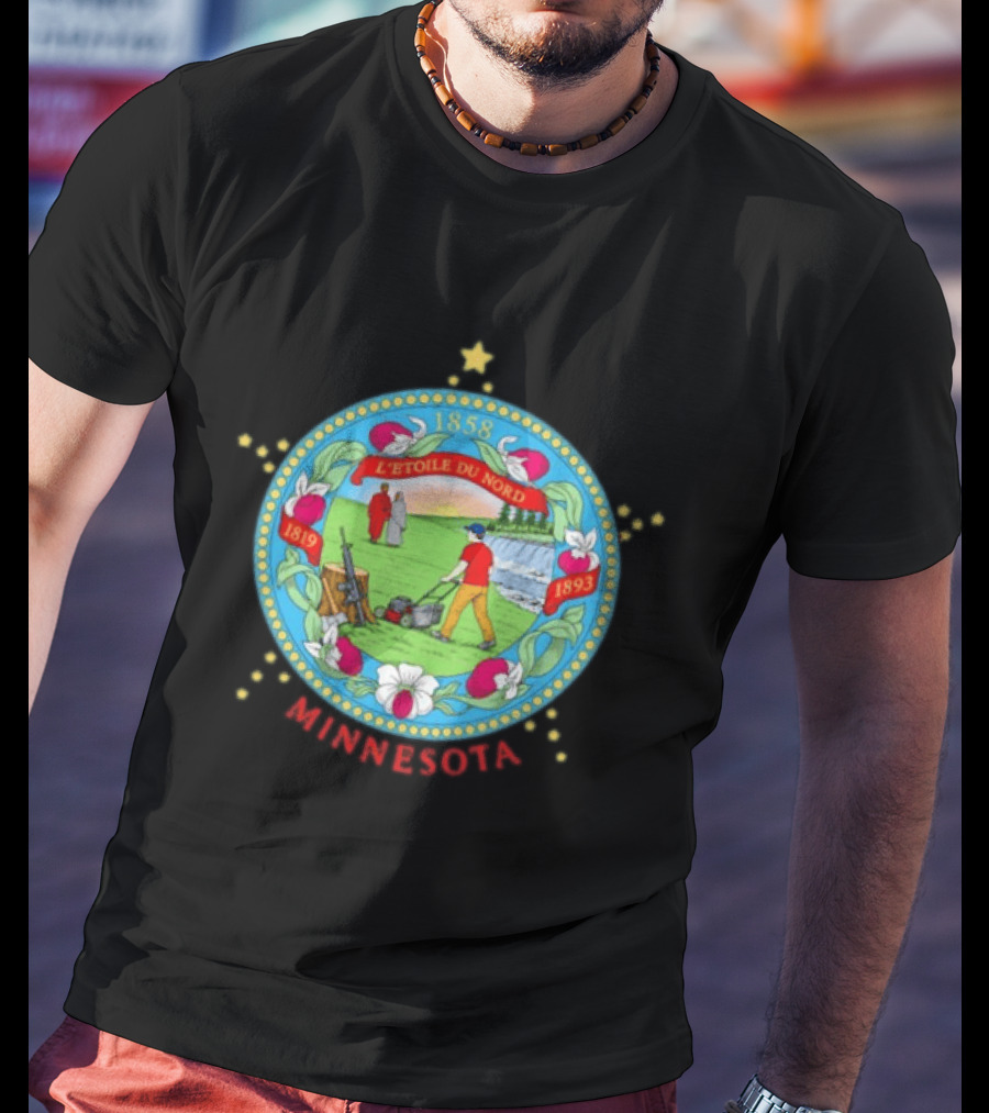 Minnesota Seal L'Etoile Du Nord 1858 1819 1893 Humorous Lawn Care Satire T-Shirt