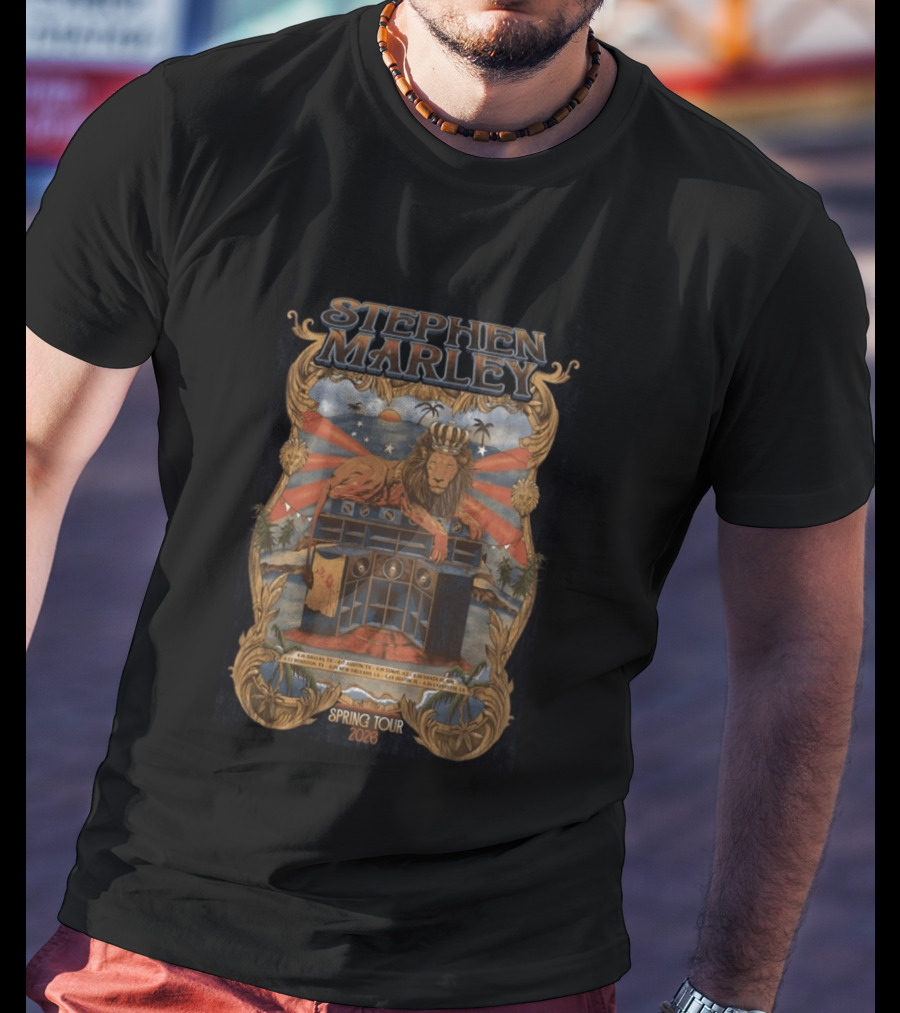 Stephen Marley Spring Tour 2026 With Lion And Speakers T-Shirt