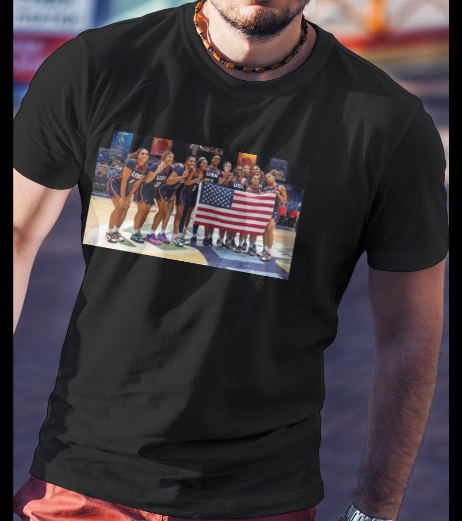 2026 U18 AmeriCup Basketball Champions Team USA With Flag T-Shirt