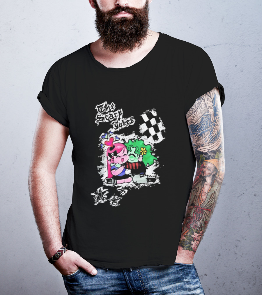 The Scary Jokes Checkered Pattern With Colorful Characters T-Shirt