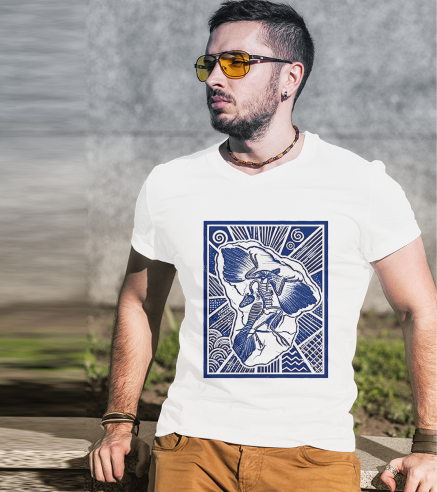 Archaeopteryx Fossil Linocut Prehistoric Bird Paleontology Biology T-Shirt