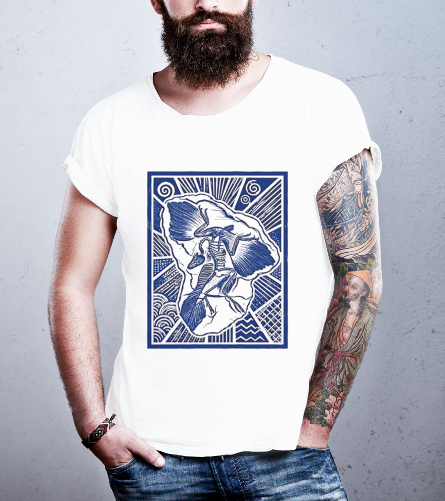 Archaeopteryx Fossil Linocut Prehistoric Bird Paleontology Biology T-Shirt
