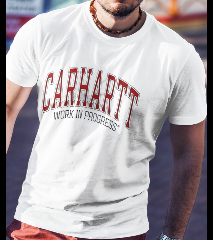 Carhartt Red Lettering Work In Progress T-Shirt
