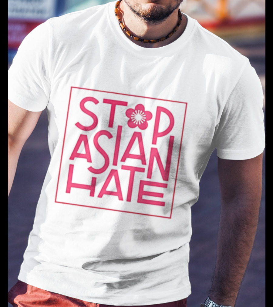 Stop Asian Hate Pink Blossom Flower Protest Activism T-Shirt