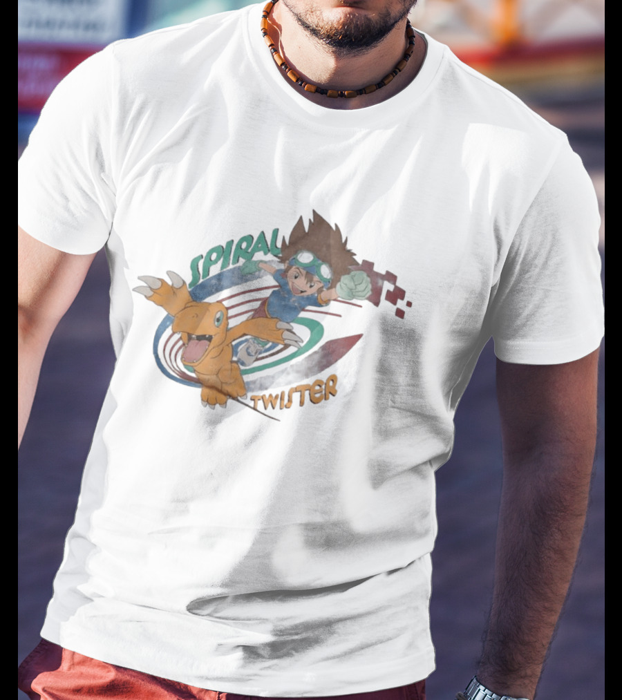Spiral Twister Digimon Adventure Character Agumon And Taichi Anime Fan Favorite T-Shirt