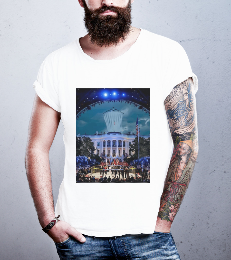 White House MMA Octagon Event Flyover American Flag Patriotic Display T-Shirt