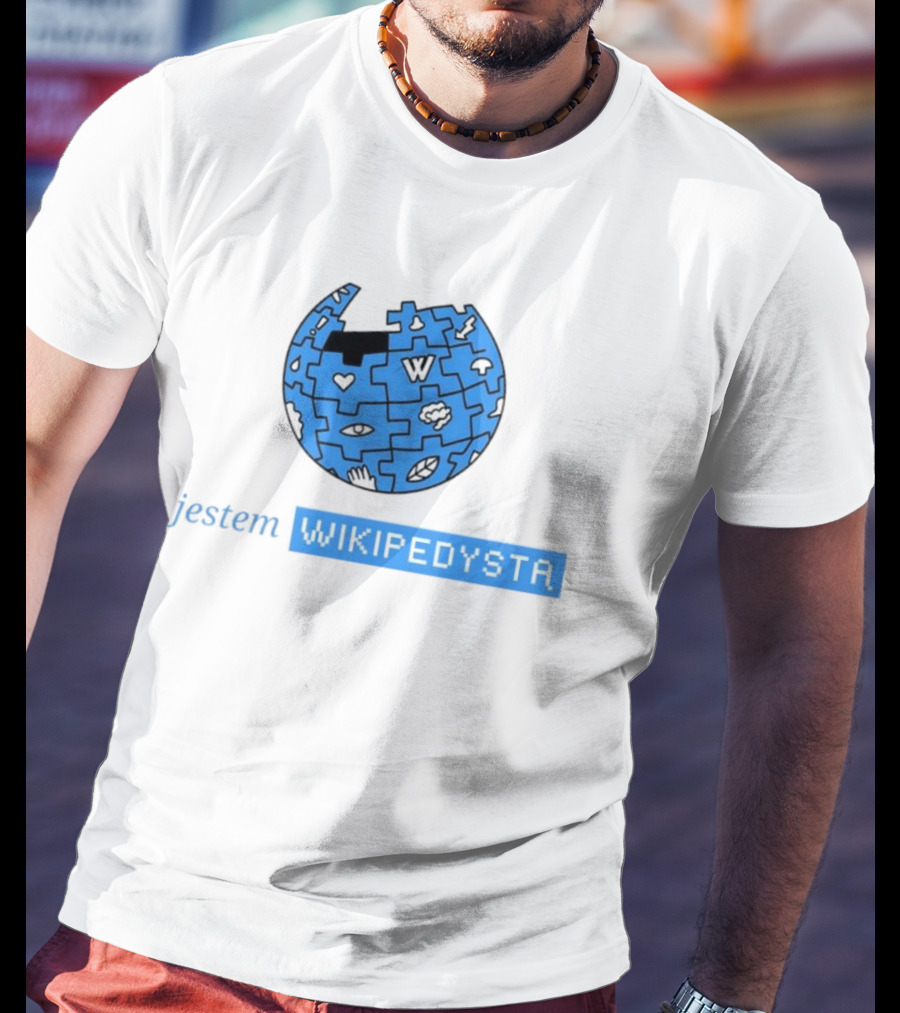 Jestem Wikipedysta Puzzle Globe Icon Eyes And Clouds T-Shirt