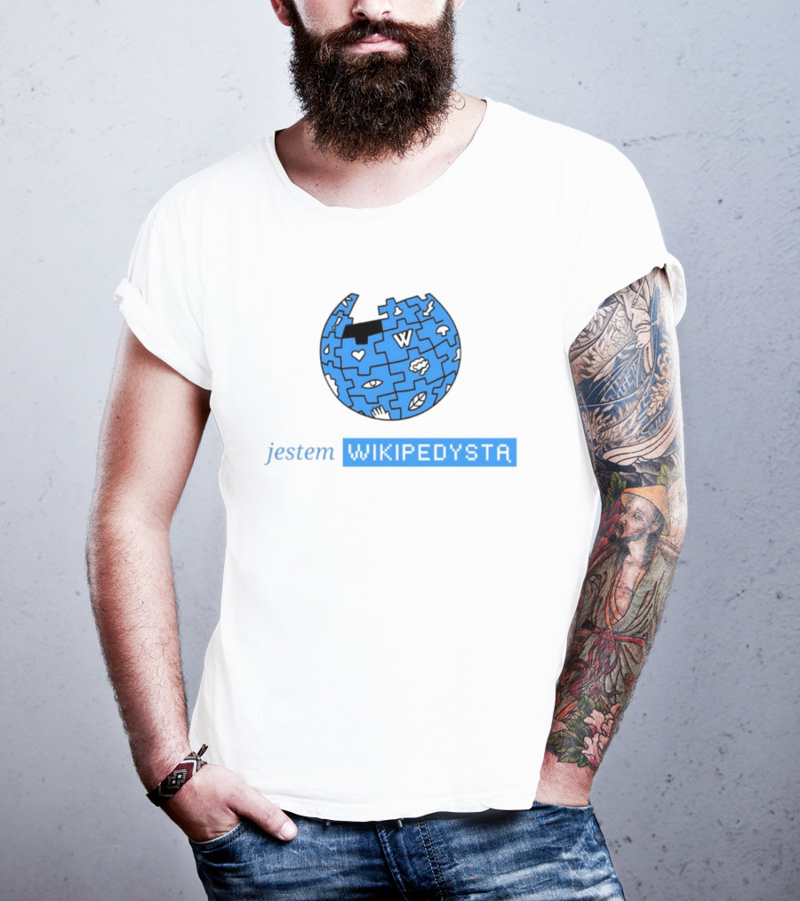 Jestem Wikipedysta Puzzle Globe Icon Eyes And Clouds T-Shirt