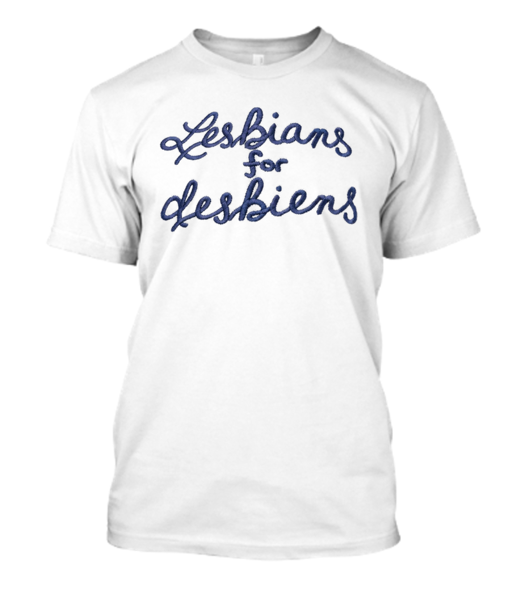 Lesbians For Desbiens Blue Text Cursive T-Shirt