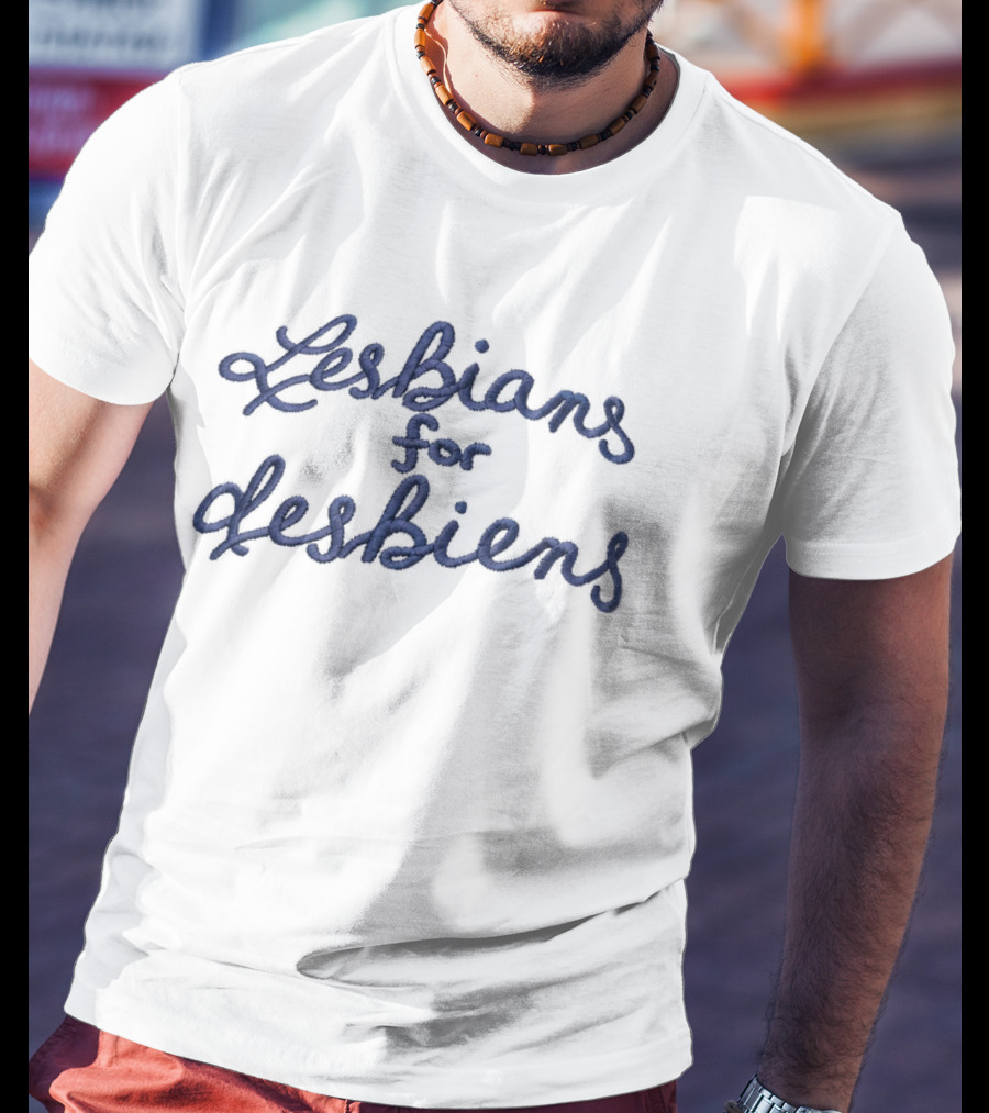 Lesbians For Desbiens Blue Text Cursive T-Shirt