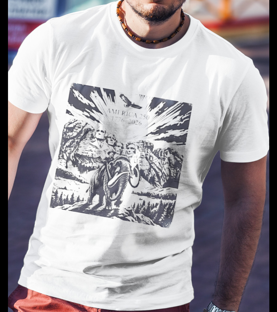 America 250 Mount Rushmore 1776 2026 Eagle Mammoth T-Shirt