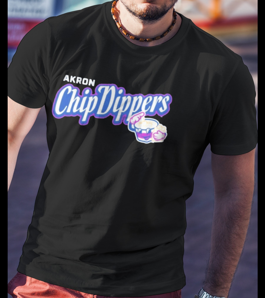 Akron Chip Dippers MLB Baseball Logo With Chip And Dip T-Shirt