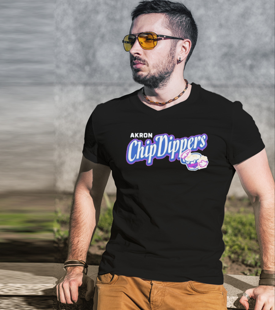 Akron Chip Dippers MLB Baseball Logo With Chip And Dip T-Shirt