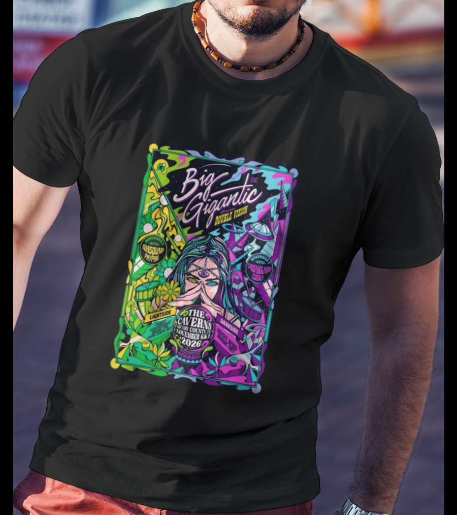 Big Gigantic Double Vision Live Nov 6 7 2026 The Caverns Pelham TN Sunsquabi Phyphr Smokeland Zoska T-Shirt