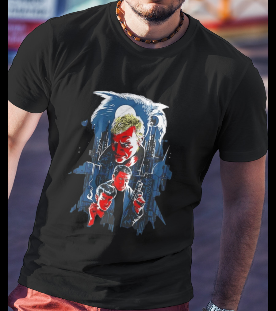 Blade Runner Tannhauser Gate Scene With Characters And Cityscape T-Shirt