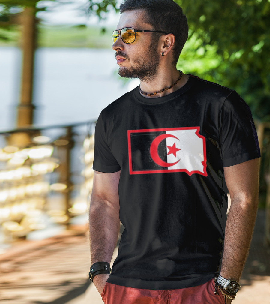 Lawrence Of Algeria South Dakota Flag Shape Crescent Star T-Shirt