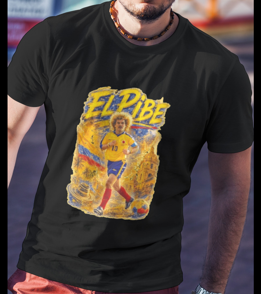 Carlos Valderrama El Pibe Colombia Football Legend Iconic Yellow Jersey T-Shirt