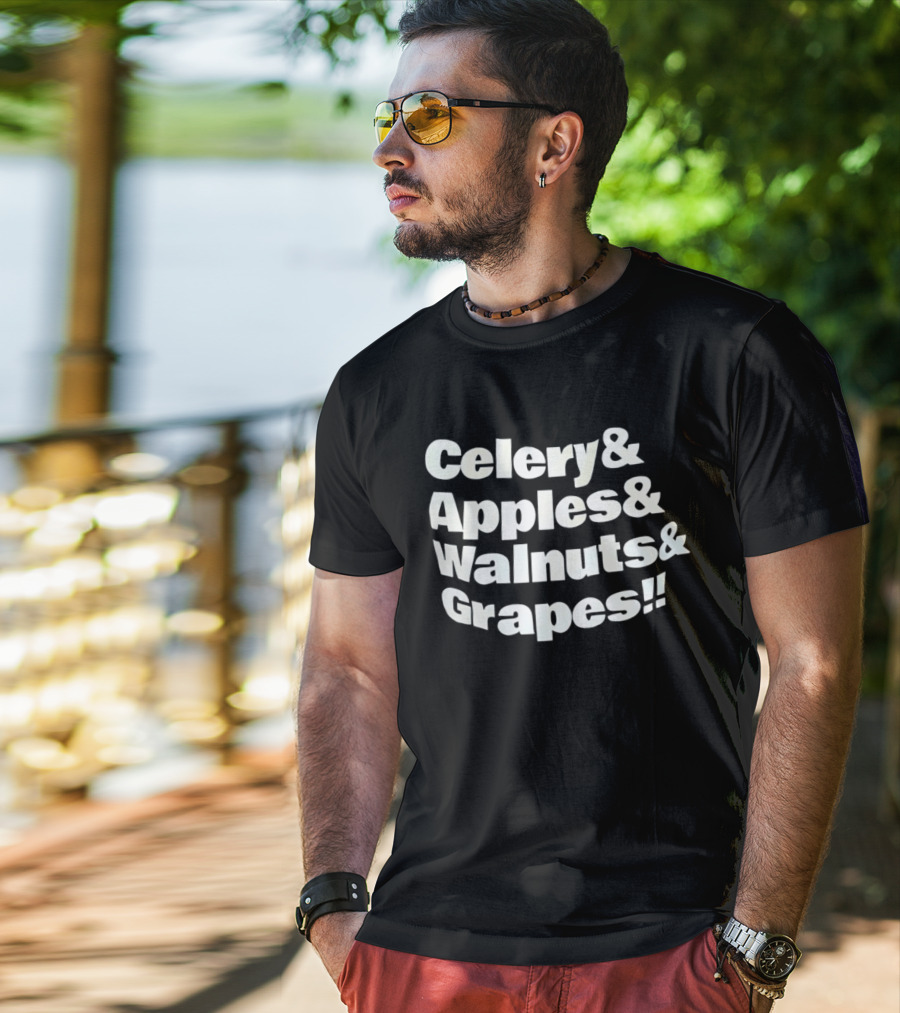 Celery Apples Walnuts Grapes Food Ingredients List T-Shirt