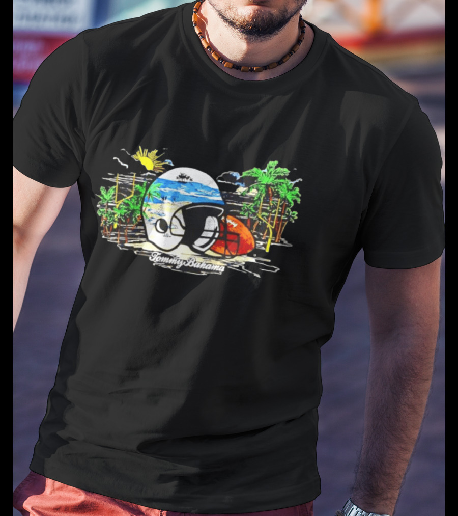 Chicago Bears Tommy Bahama Oasis Endzone Tropical Helmet Football Scene T-Shirt