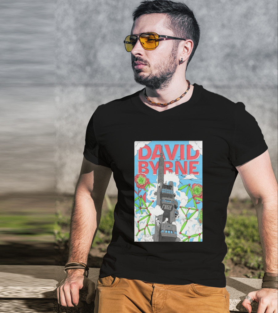 David Byrne Prague June 17 2026 Tour Psychedelic Cityscape T-Shirt