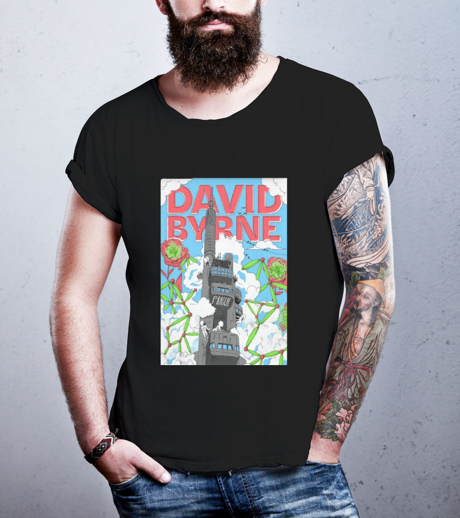 David Byrne Prague June 17 2026 Tour Psychedelic Cityscape T-Shirt