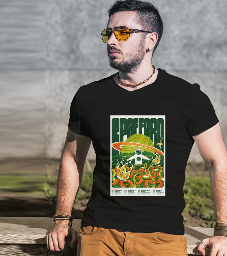 Spafford Summer Tour 26 Space Adventure Psychedelic Alien Astronaut Concert Dates And Locations T-Shirt