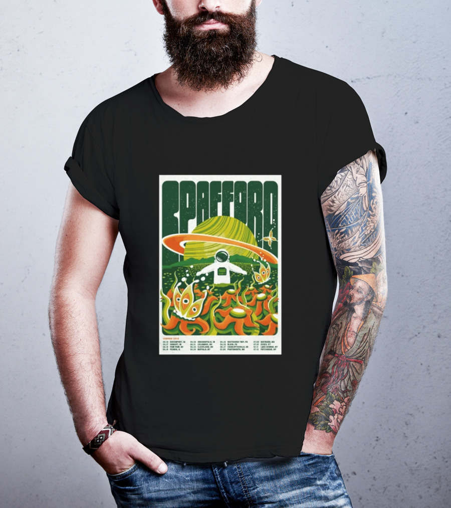 Spafford Summer Tour 26 Space Adventure Psychedelic Alien Astronaut Concert Dates And Locations T-Shirt